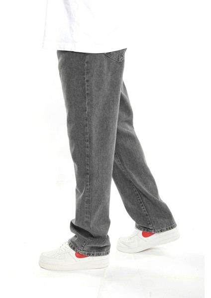 Baggy Düz Gri Uzun Paça Boyfriend Jeans Pantolon modelleri