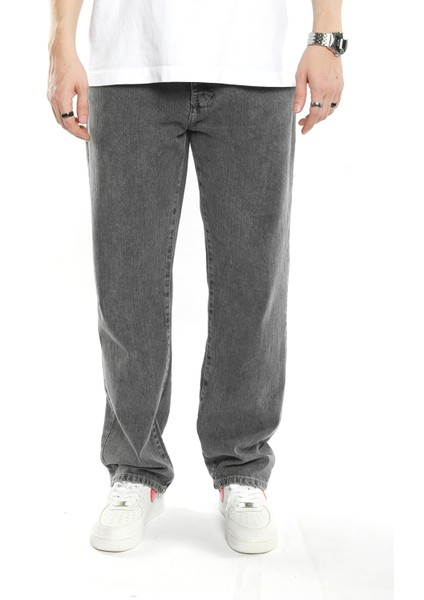 Baggy Düz Gri Uzun Paça Boyfriend Jeans Pantolon indirimleri