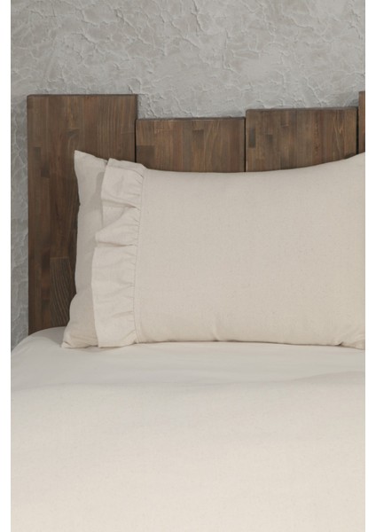 Naturel Fırfırlı Yatak Örtüsü Takımı Çift Kişilik Vintage 220X240 cm fiyatları