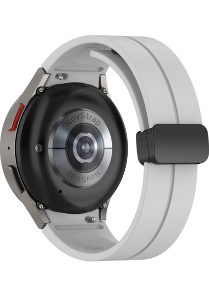 Samsung Galaxy Watch 5 Seri 40MM 44MM Uyumlu Kordon Metal Magnet D Tokalı Silikon Kayış