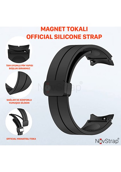 Samsung Galaxy Watch 5 Seri 40MM 44MM Uyumlu Kordon Metal Magnet D Tokalı Silikon Kayış modelleri