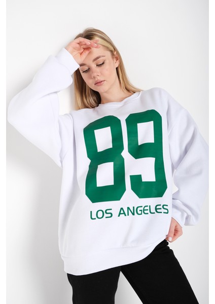 Kadın 89 Los Angeles Baskılı Oversize Sweatshirt fiyatları