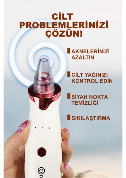 5 Başlıklı Cilt Temizleme Vakum Aleti Multifunctional Cleaning Instrument Kırmızı-Beyaz Detaylı