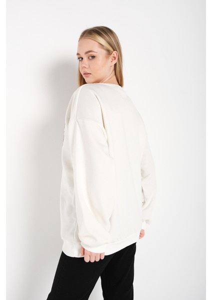 Kadın Oversize Coffee Baskılı Sweatshirt indirimleri