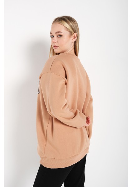 Kadın Oversize Coffee Baskılı Sweatshirt fırsatları