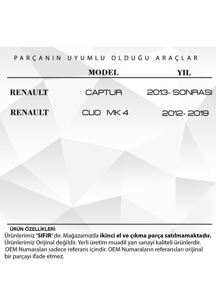 Alpha Auto Part Renault Clio 4,  Captur Için Radyatör Pimi