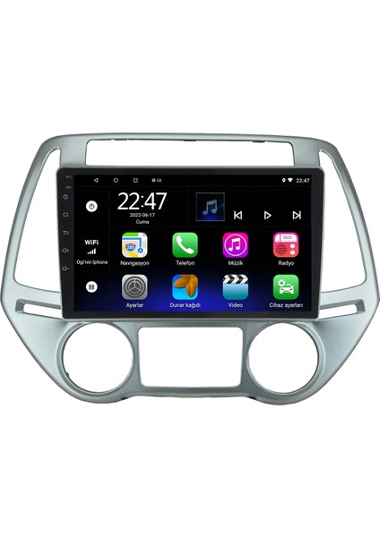 Hyundai I20 Android 12 Kablosuz Carplay Navigasyon Multimedya Ekran Teyp - MY-0609W-HYUNDAİ I20
