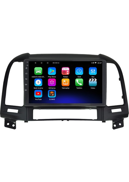 Hyundai Santa Fe Android 12 Kablosuz Carplay Navigasyon Multimedya Ekran Teyp - MY-0609W-HYUNDAİ Santa Fe