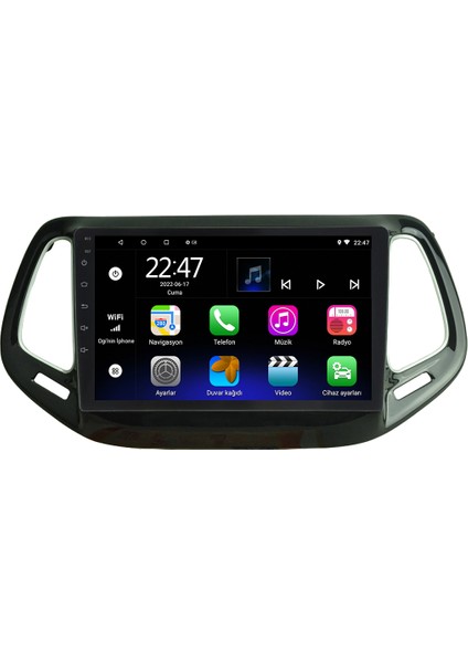 Jeep Compass Android 12 Kablosuz Carplay Navigasyon Multimedya Ekran Teyp - MY-0609W-JEEP Compass