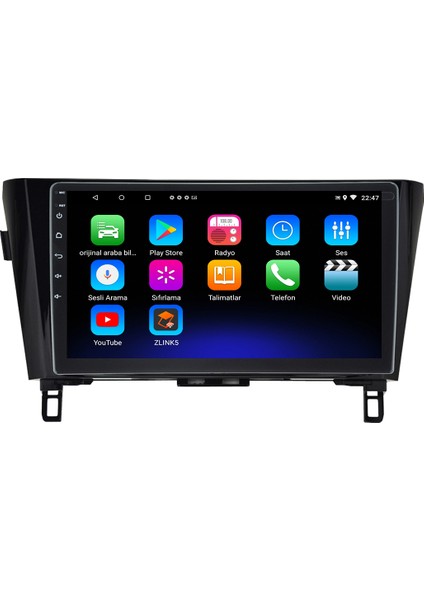 Nissan Qashqai X-Trail Android 12 Kablosuz Carplay Navigasyon Multimedya Ekran Teyp - MY-0609W-NİSSAN Qashqai X-Trail