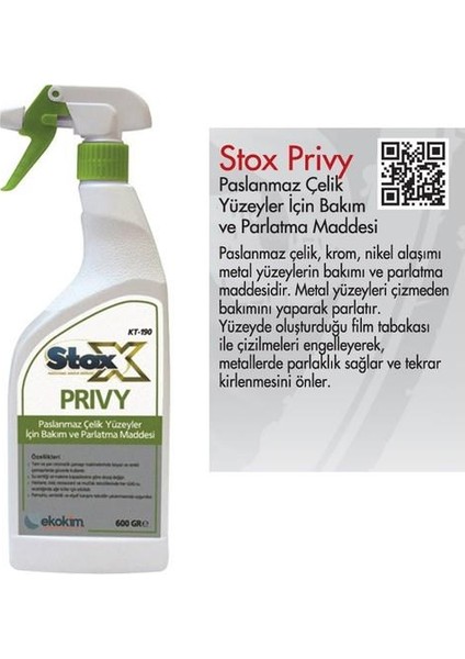 Stox Prıvy Paslanmaz Yüzey Parlatıcı 750 ml