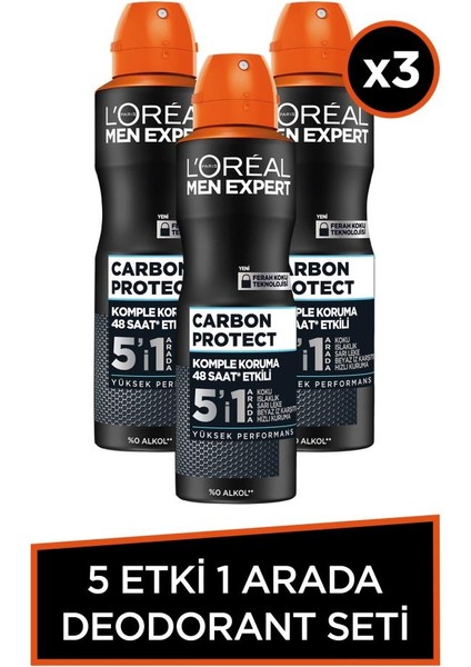 3'Lü Men Expert Carbon Protect Deodorant Seti