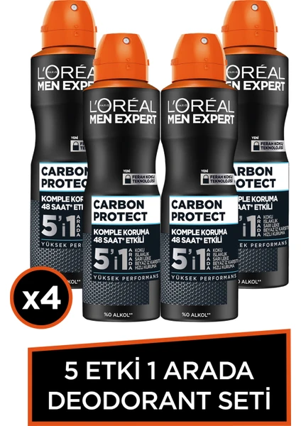 4'Lü Men Expert Carbon Protect Deodorant Seti