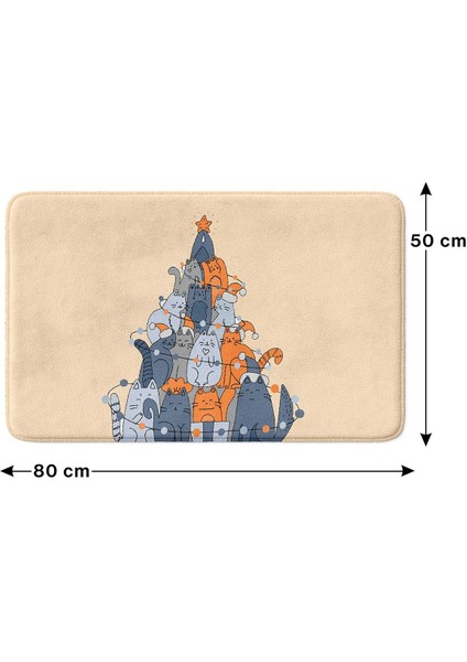 Sevimli Tasarımlı Yılbaşı Dekoru Banyo Paspası, Kaymaz Taban, Makinede Yıkanabilir, Yeni Yıl Paspası 50x80 Cm modelleri