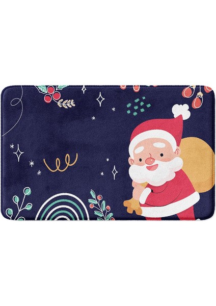 Sevimli Tasarımlı Yılbaşı Dekoru Banyo Paspası, Kaymaz Taban, Makinede Yıkanabilir, Yeni Yıl Paspası 50x80 Cm