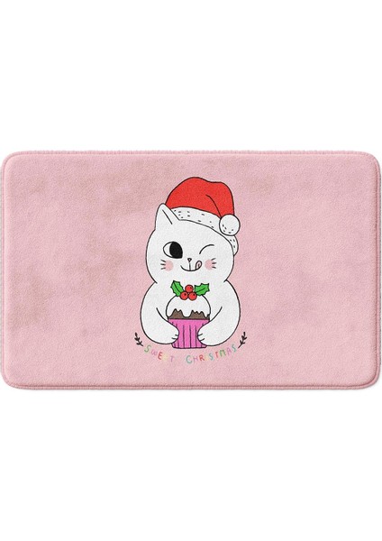 Sevimli Tasarımlı Yılbaşı Dekoru Banyo Paspası, Kaymaz Taban, Makinede Yıkanabilir, Yeni Yıl Paspası 50x80 Cm fiyatları