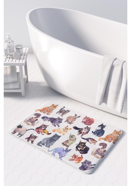 Sevimli Tasarımlı Mikrofiber Banyo Paspası, Kaymaz Taban, Makinede Yıkanabilir (50x80 Cm)