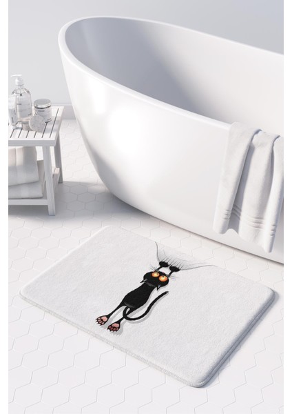Sevimli Tasarımlı Mikrofiber Banyo Paspası, Kaymaz Taban, Makinede Yıkanabilir (50x80 Cm)