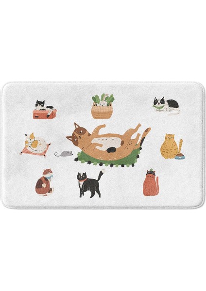Sevimli Tasarımlı Mikrofiber Banyo Paspası, Kaymaz Taban, Makinede Yıkanabilir (50x80 Cm)