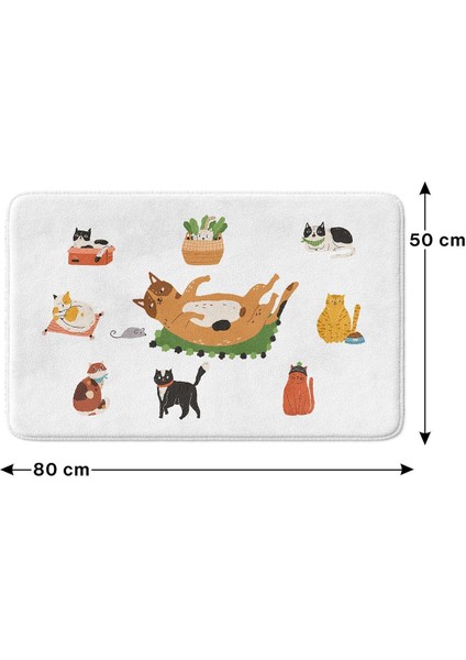 Sevimli Tasarımlı Mikrofiber Banyo Paspası, Kaymaz Taban, Makinede Yıkanabilir (50x80 Cm)