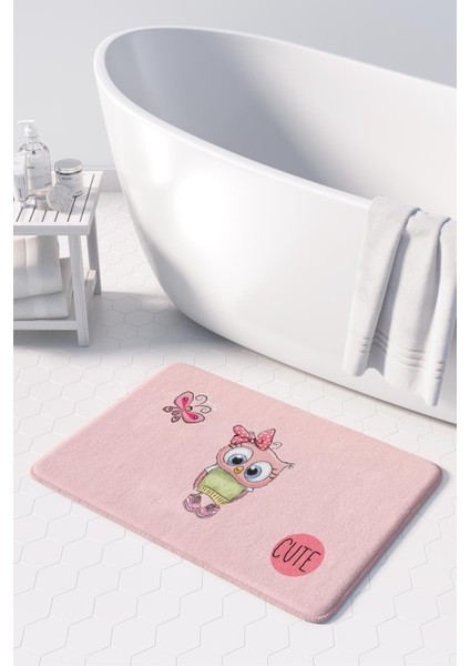 Sevimli Tasarımlı Mikrofiber Banyo Paspası, Kaymaz Taban, Makinede Yıkanabilir (50x80 Cm)