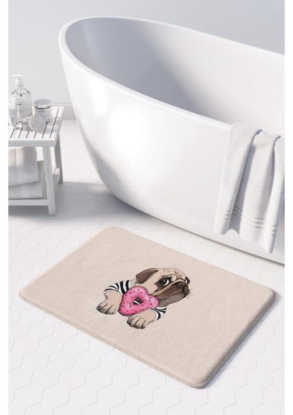 Sevimli Tasarımlı Mikrofiber Banyo Paspası, Kaymaz Taban, Makinede Yıkanabilir (50x80 Cm)