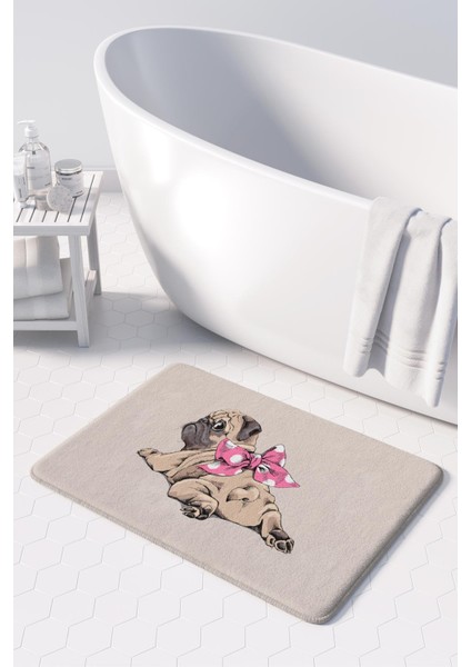 Sevimli Tasarımlı Mikrofiber Banyo Paspası, Kaymaz Taban, Makinede Yıkanabilir (50x80 Cm)