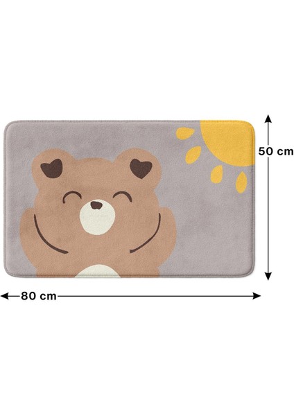 Sevimli Tasarımlı Mikrofiber Banyo Paspası, Kaymaz Taban, Makinede Yıkanabilir (50x80 Cm)
