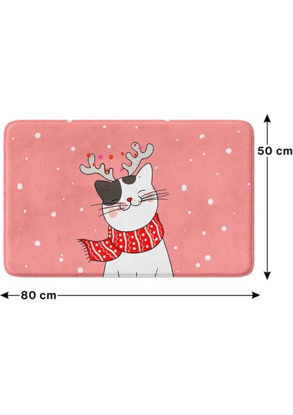 Sevimli Tasarımlı Yılbaşı Dekoru, Takım Banyo Paspası, Kaymaz Taban, Makinede Yıkanabilir, Yeni Yıl Paspası modelleri