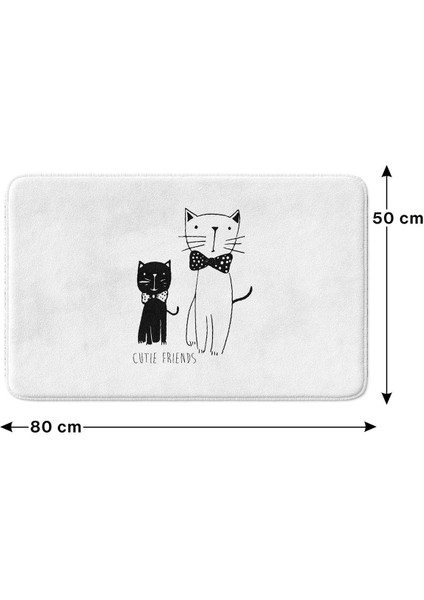 Sevimli Tasarımlı Mikrofiber 2'li Takım Banyo Paspası, Kaymaz Taban, Makinede Yıkanabilir (40x60 Cm - 50x80 Cm) modelleri