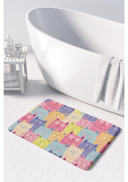 Sevimli Tasarımlı Mikrofiber 2'li Takım Banyo Paspası, Kaymaz Taban, Makinede Yıkanabilir (40x60 Cm - 50x80 Cm)