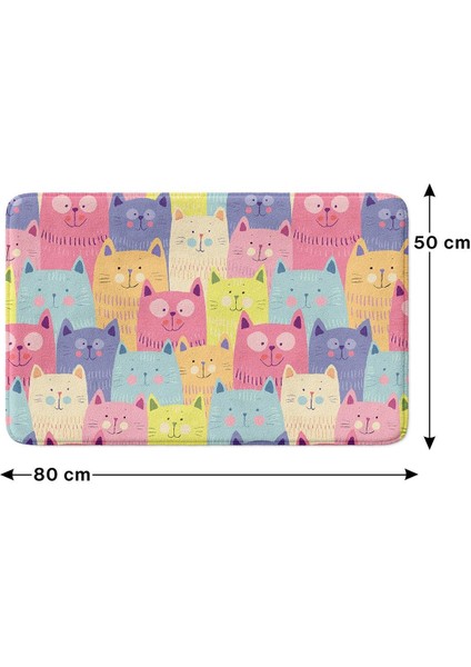 Sevimli Tasarımlı Mikrofiber 2'li Takım Banyo Paspası, Kaymaz Taban, Makinede Yıkanabilir (40x60 Cm - 50x80 Cm)
