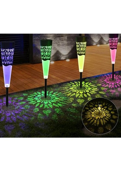 Teknoloji 2 Li Paket Rgb Çok Renkli Güneş Yolu Güneş Enerjili Bahçe Aydınlatma Solar Bahçe Süsü fırsatları