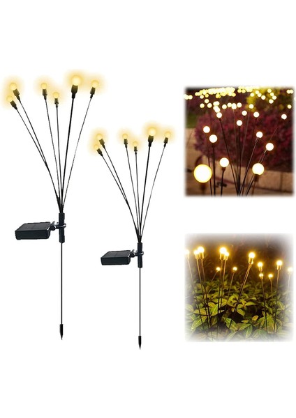 Teknoloji 2 Li Paket 6 Top LED Güneş Enerjili Bahçe Aydınlatma Solar Bahçe Süsü