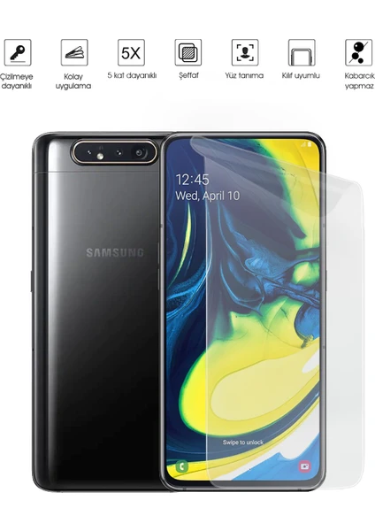 Kip GSM Samsung Galaxy A80 Ekran Koruyucu Tam Kaplayan Esnek Kırılmaz Nano Temperli