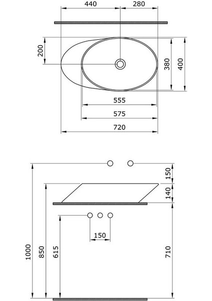 Bocchi Vessel Yatay Çanak Lavabo 72 cm Mat Yasemin 1013-007-0125 modelleri