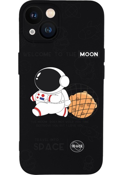 iPhone 13 Sevimli Astronot Desenli Premium Silikonlu Telefon Kılıfı