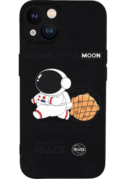 iPhone 13 Sevimli Astronot Desenli Premium Silikonlu Telefon Kılıfı