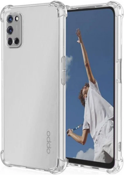 Caseart Oppo A92 Kapak Kamera Korumalı Antişok Airbag Köşe Korumalı Silikon Şeffaf Kılıf