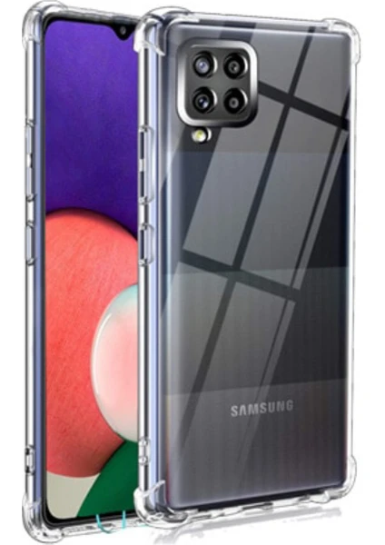 Caseart Samsung Galaxy M12 Kapak Kamera Korumalı Antişok Airbag Köşe Korumalı Silikon Şeffaf Kılıf