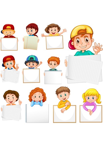 Çocuk Temalı Okul Etiketi 4 x 4 cm 24 Adet