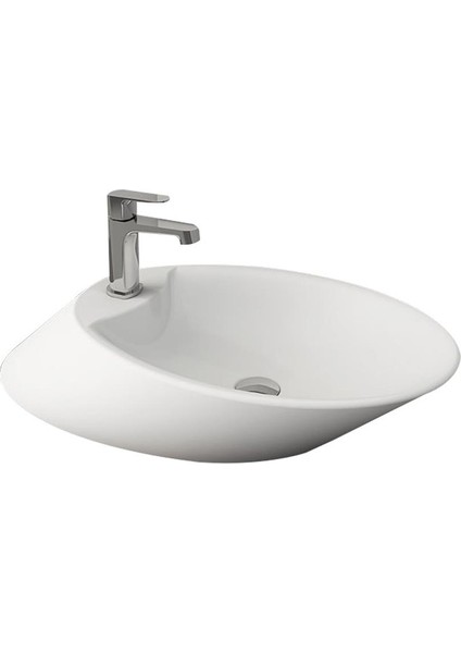 Bocchi Vessel Batarya Banklı Çanak Lavabo 72 cm Mat Beyaz 1021-002-0126