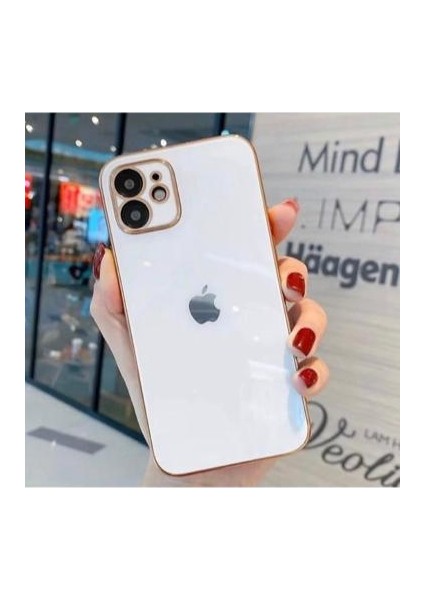 Apple iPhone 11 Pro Max Logolu Kamera Korumalı Lansman Electro Lüx Gold Silikon Kapak Muhteşem !!