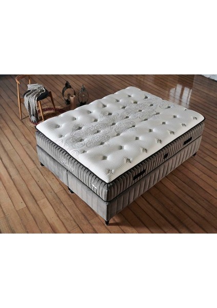 Fluffy Pedli Torba ve Mini Paket Yaylı Omurga Destekli Yatak Seti Yatak+Baza+Başlık 150X200 fiyatları