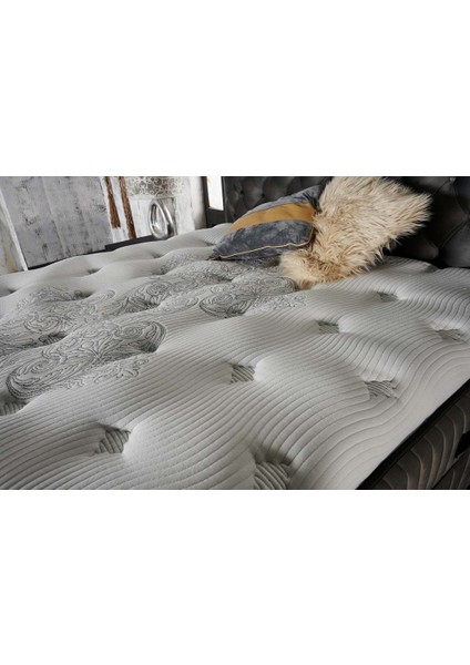 Fluffy Pedli Torba ve Mini Paket Yaylı Omurga Destekli Yatak Seti Yatak+Baza+Başlık 150X200 fırsatları