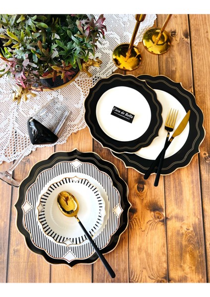 Dark Bone Porselen 24 Parça 6 Kişilik Yemek Takımı