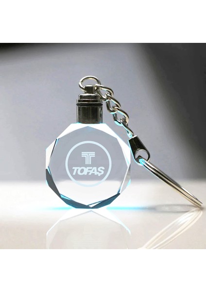 Tofaş Logolu 2d Patlatma Kristal LED Işıklı Anahtarlık, Araba Anahtarlığı