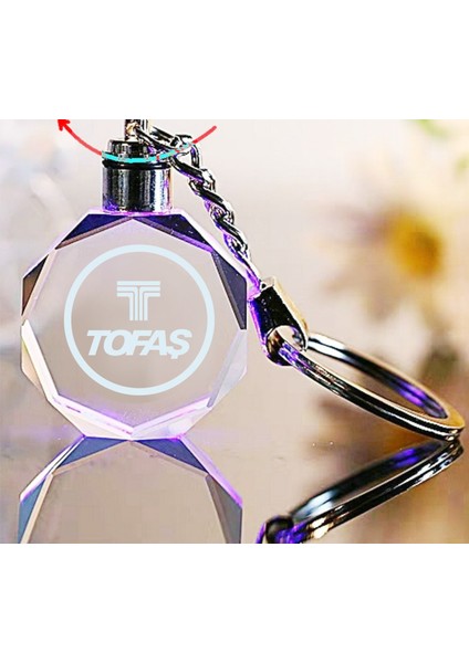 Tofaş Logolu 2d Patlatma Kristal LED Işıklı Anahtarlık, Araba Anahtarlığı modelleri