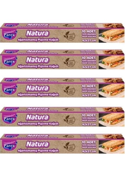 Natura Ağartılmamış Hazır Kesim Pişirme Kağıdı 10’lu x 5 Adet