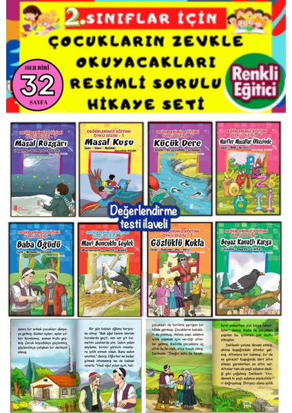 2.sınıflar Için 8'li Değerler Eğitimi Hikaye Kitabı Seti (En Çok Satanlar)
